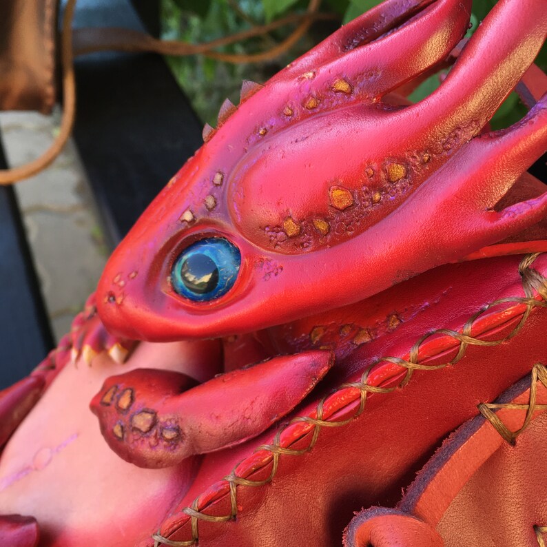 Fire star dragon purse.leather Dragon bag gift.Dragon Etsy