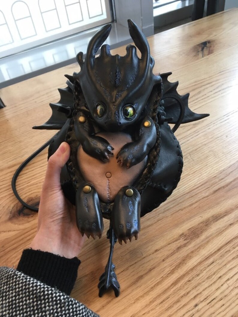 Dragon leather purseBlack dragon bag. Not Toothless you Etsy