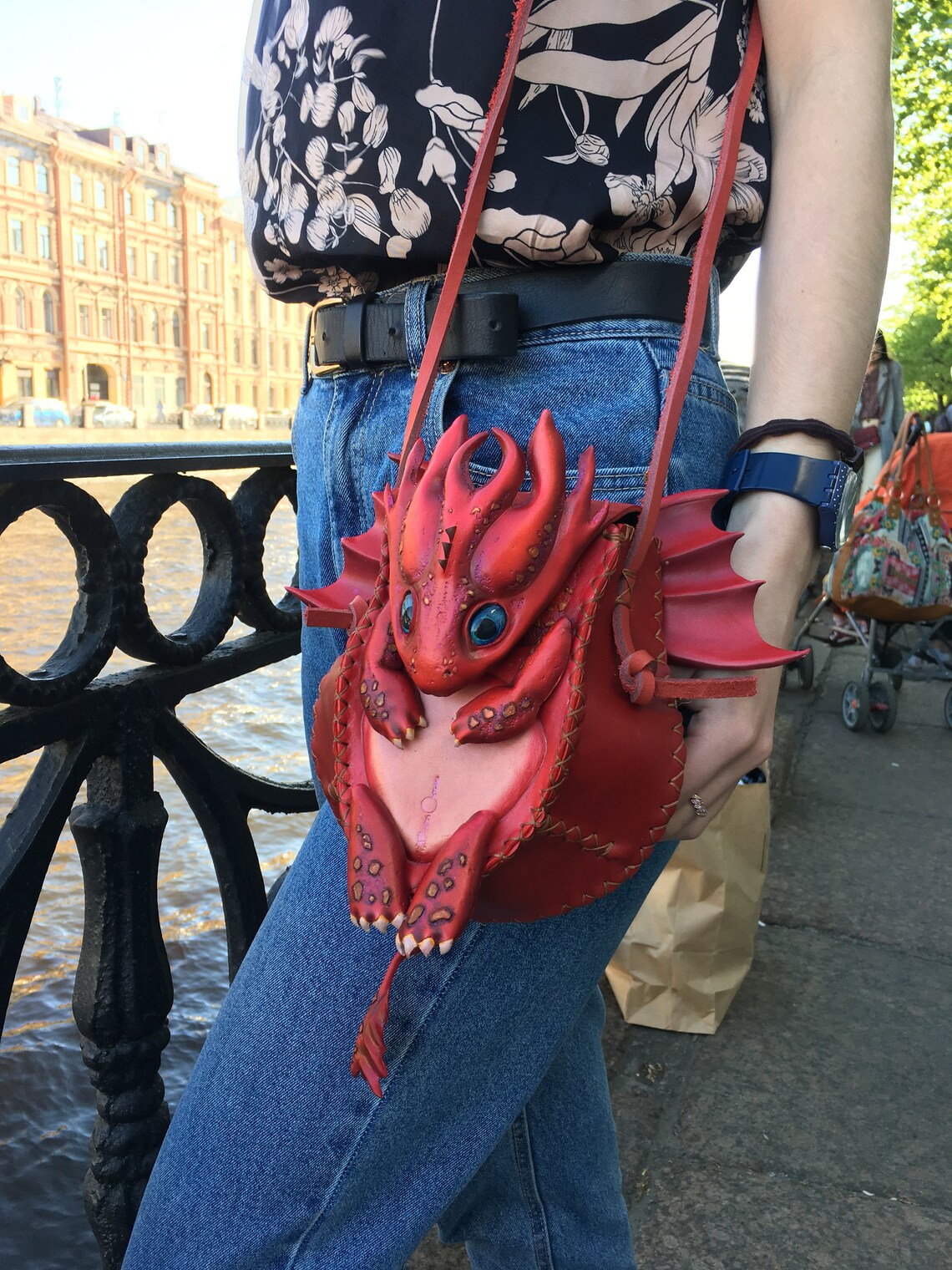 Fire star dragon purse.leather Dragon bag gift.Dragon Etsy