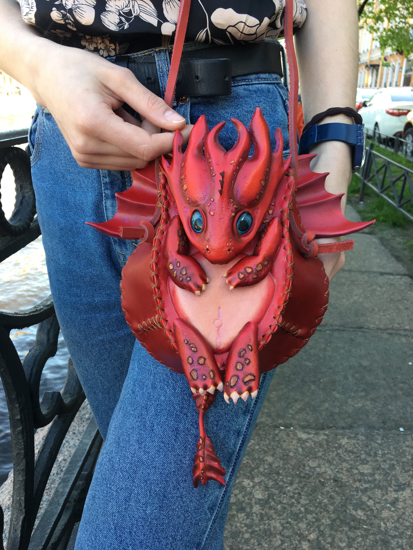 Fire star dragon purse.leather Dragon bag gift.Dragon Etsy