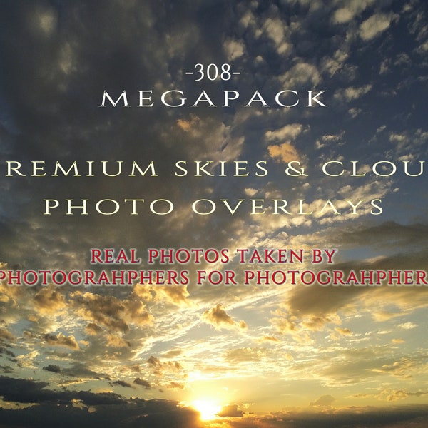 308 Premium Sky and Clouds Megapack photo overlays Dynamic and appealing premium sky overlays Photoshop Luminar Neo and similar programs