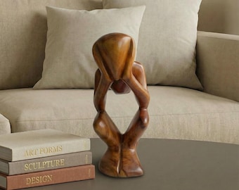 Escultura africana em madeira – Figura tribal feita à mão, decoração afrocentrada para casa, estátua de arte africana