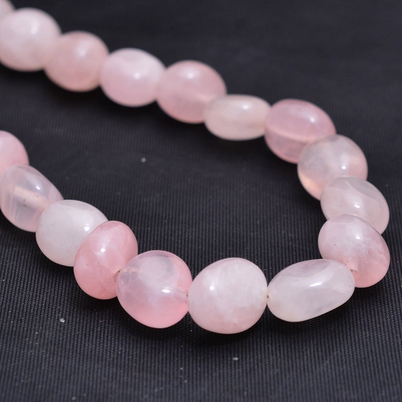 ADMIRABLE-Natural Rose Quartz Tumble Beaded Necklace-AAA+Unconditional Love Stone-Romantic Gift-Party wear Pink Bead jewelry-Nugget Necklace