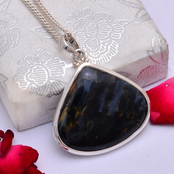 100% Original Pietersite Pendant Blue Gold Fancy Pietersite 925 Sterling Silver gemstone pendant Pietersite pendant Pietersite Stone jewelry