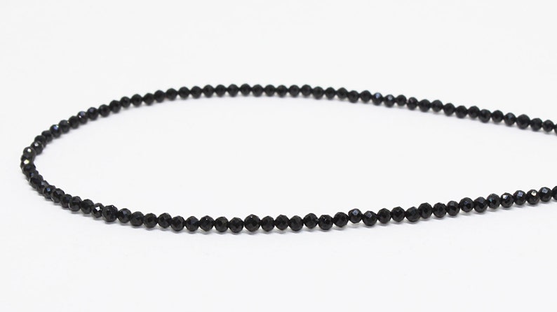 Black Spinel Beaded Necklace-Minimal Spinel Necklace-UNISEX Gemstones necklace-Mens /& Women jewelry-Black spinel beaded necklace-Silver Lock