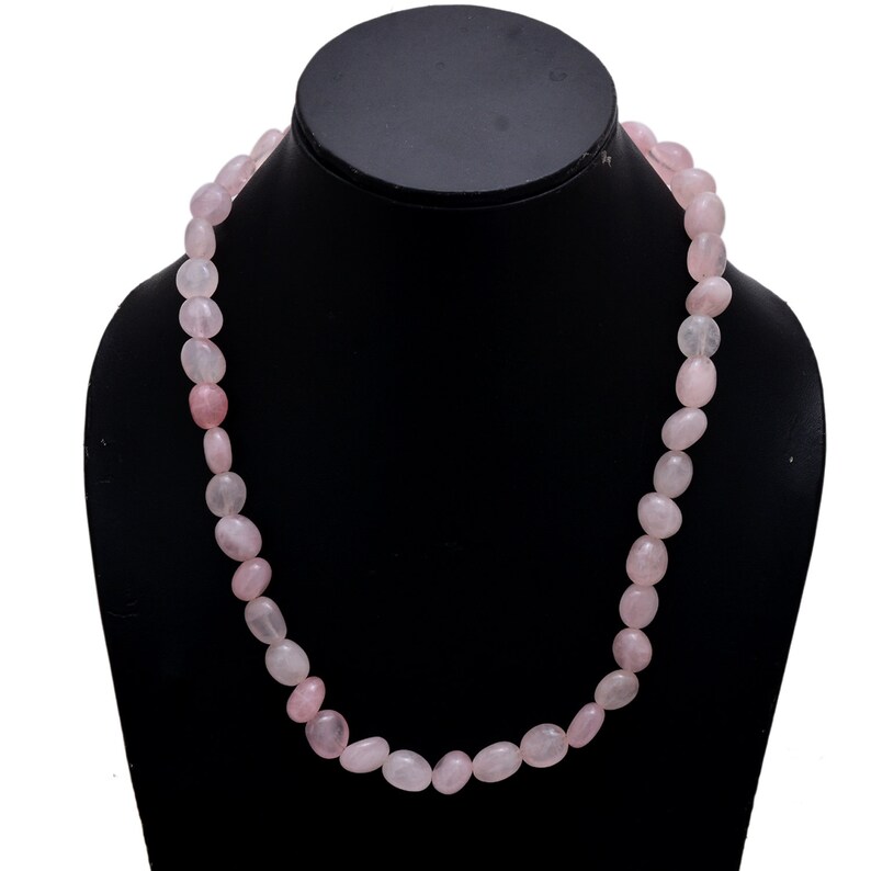 ADMIRABLE-Natural Rose Quartz Tumble Beaded Necklace-AAA+Unconditional Love Stone-Romantic Gift-Party wear Pink Bead jewelry-Nugget Necklace