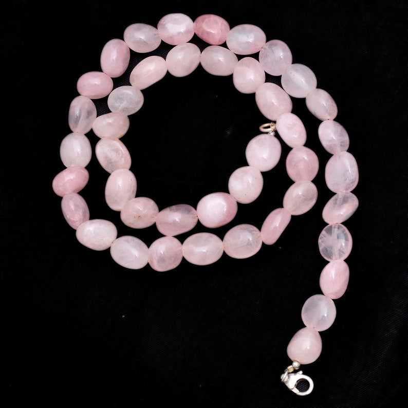 ADMIRABLE-Natural Rose Quartz Tumble Beaded Necklace-AAA+Unconditional Love Stone-Romantic Gift-Party wear Pink Bead jewelry-Nugget Necklace