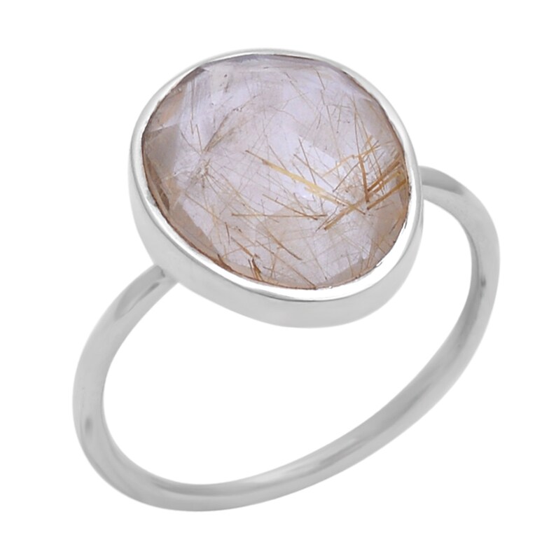 Gypsy Ring Bohemian Ring 925 Sterling Silver Ring- AM-036 Golden Rutile Gemstone Ring Handmade Ring Golden Rutile Ring