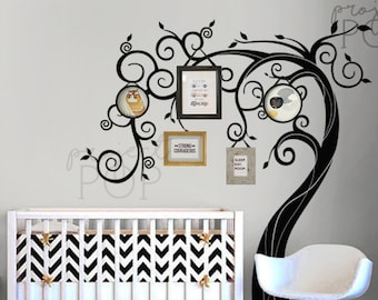 Whimsical Curly Tree Memory wall decal for nursery home and shop window