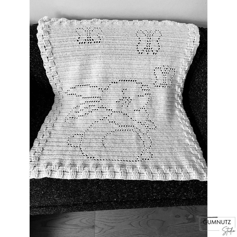Filet Crochet Baby Blanket Digital Pattern “rabbit & Butterflies