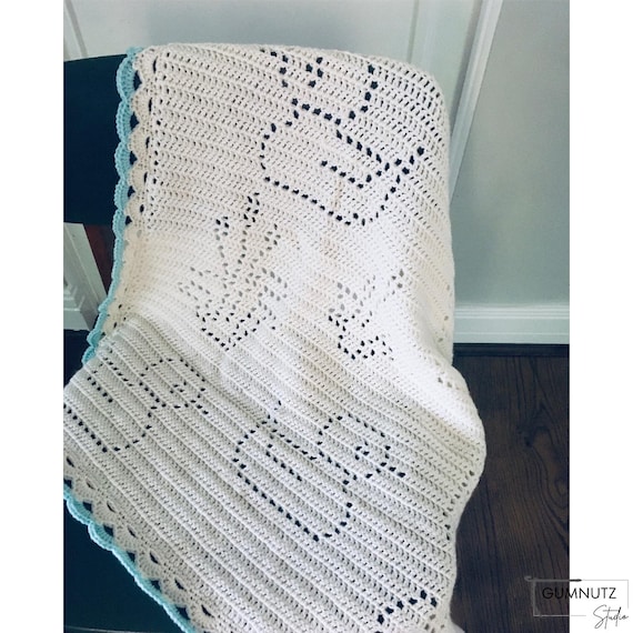 Filet Crochet Blanket Pattern Crochet Baby Blanket Digital Pattern mummy Duck and Ducklings Baby Gift Baby Duck Etsy