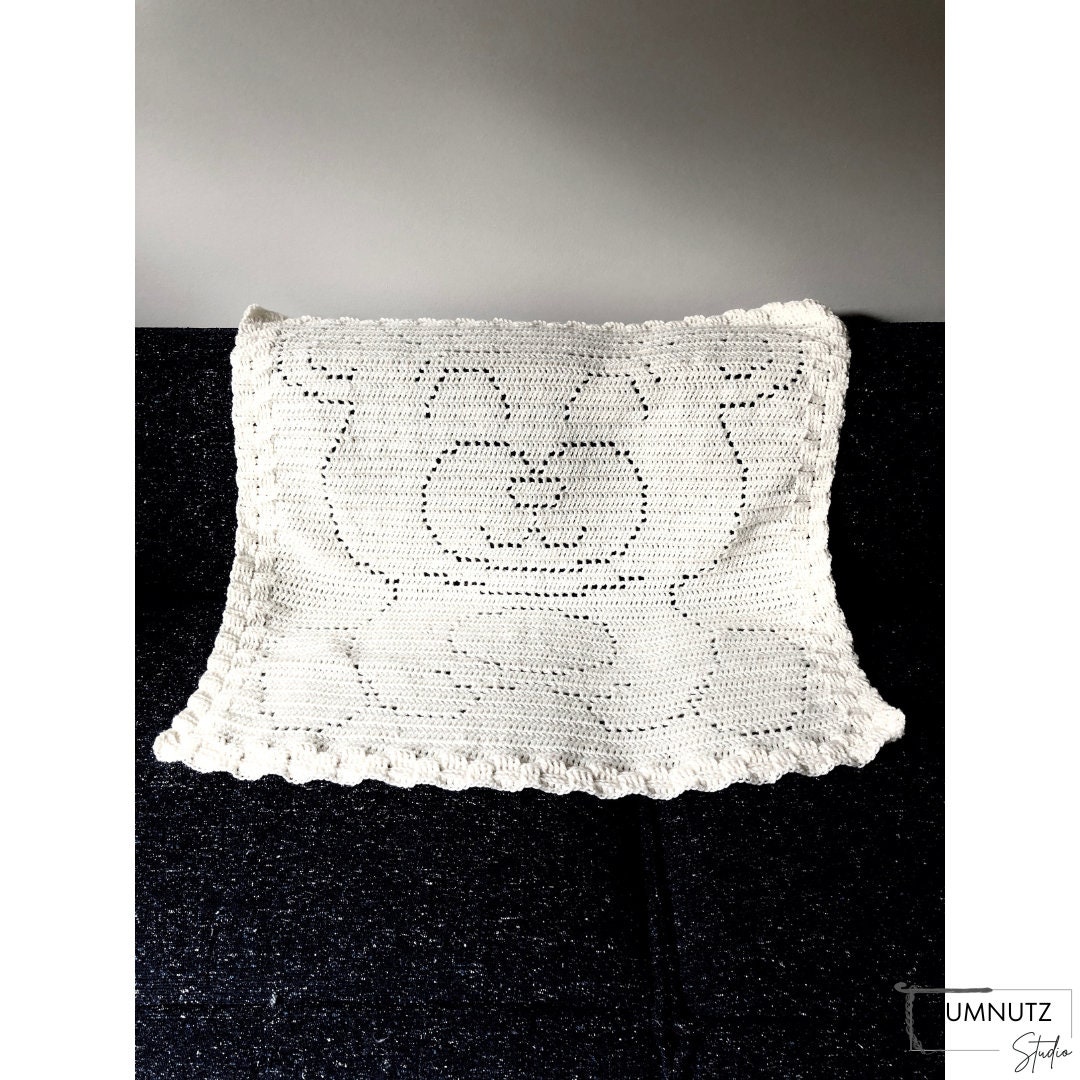Teddy Bear Filet Crochet Baby Blanket Pattern (PDF Download) - Etsy