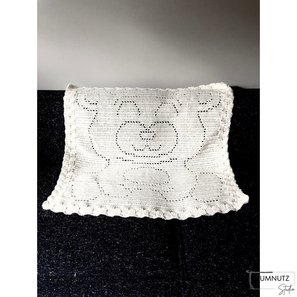 Filet crochet blanket pattern Crochet baby blanket Digital Pattern “Teddy Bear" baby gift