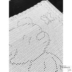 Filet crochet blanket pattern Crochet baby blanket Digital Pattern “Teddy Bear and Butterfly&quot; baby gift