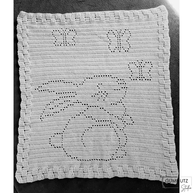 Filet Crochet Baby Blanket Digital Pattern rabbit & Butterflies Bunny ...
