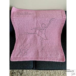 Filet crochet baby blanket Digital Pattern “Ballerina" dancer gift
