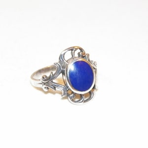Size 8.5 Sterling Silver Lapis Lazuli Ring, Solid 925 Blue Lapis Lazuli Ring, Quality Good Looking Lapis Ring