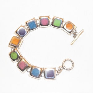 7.5 Inch 42 Gram Sterling Silver Multi Stone Bracelet, Solid 925 Gaspeite Sugalite Bracelet, Looks Like Maybe Lapis and Others