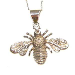 Sterling Silber Biene Anhänger Halskette, 17-Zoll-Kette