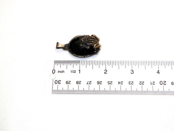 18.8 Gram Sterling Silver Black Onyx Frog Pendant… - image 4