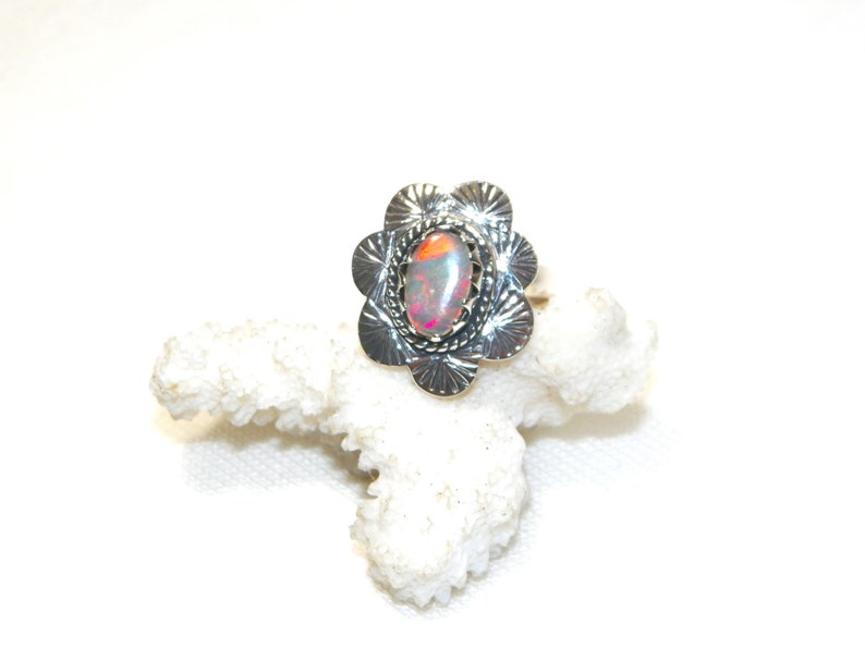 Size 9.25 Sterling Silver Opal Ring, Solid 925 Opal Ring, Real Silver ...