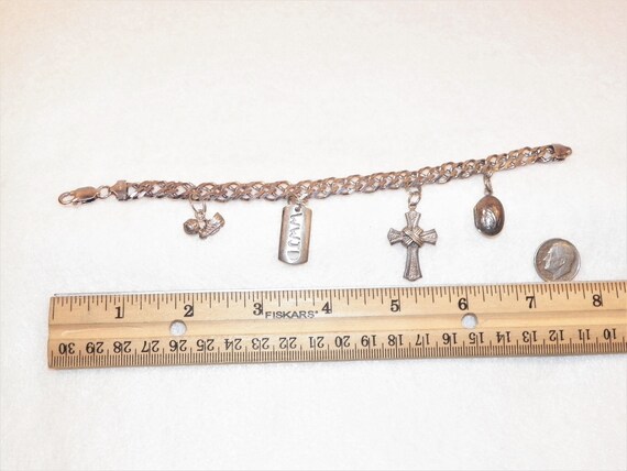 8 Inch Sterling Silver Charm Bracelet With Cross,… - image 10