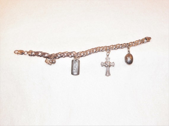 8 Inch Sterling Silver Charm Bracelet With Cross,… - image 8