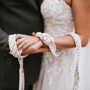 Handfasting Cords in Natural Cotton Ivory, Sand & Taupe wedding cord ribbon Traditional Celtic Pattern imagem 1