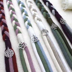 Custom Trinity Braid Handfasting Cord in Your Colors Option to Personalize with Pendants Traditional Celtic Pattern image 1