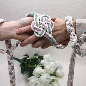 Cordones de sujeción a mano - Nudo de 2 corazones - Colores personalizados - Cuerda de boda - Cordón/cinta de algodón natural