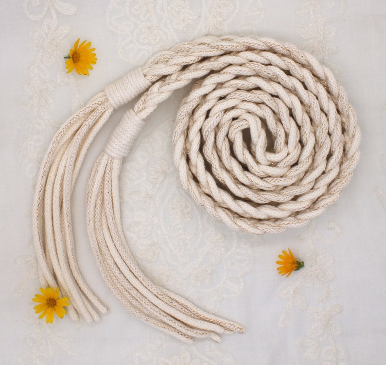 Cordón de abrochado Corbata dorada Marfil discreto con un toque de oro metálico Cuerda de boda con elección de colgantes Celta tradicional imagen 8
