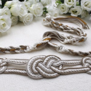 Triple Knot Infinity Handfasting Cord Cord in Natural Cotton and Satin Ribbon image 1