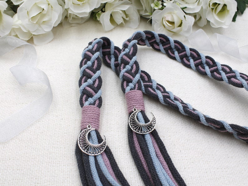 Custom 8-Strand Handfasting Cord in Your Colors Personalize with pendants Traditional Celtic Pattern Cord image 6