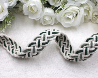 Handfasting Cords in Natural Cotton -  Ivory, Pine Green & Sage wedding cord - Irish Wedding- Traditional Celtic Pattern