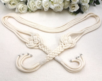 Eternity Handfasting Cord Bespoke  ∞  2 Eternity Knots with Room for Your Own Knot ∞  Cord in Natural Cotton - Personalized wedding colors