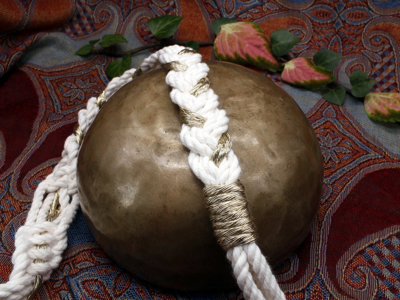 Cordón de abrochamiento de manos de corazones dorados cordón de boda de nudo de 2 corazones cuerda de boda de oro marfil y metálico imagen 5