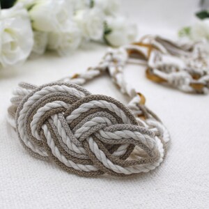 Triple Knot Infinity Handfasting Cord Cord in Natural Cotton and Satin Ribbon image 6