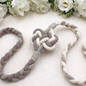 Handfasting Cords - Double Heart Cord Knot in Natural Cotton - Ivory, Pearl & Taupe wedding ribbon