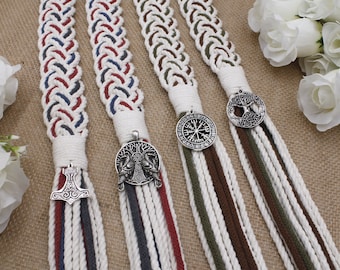 Norse Handfasting Cord in Your Colors - Personalize with Viking pendants - Thor, Odin, Yggdrasil, Vegvisir