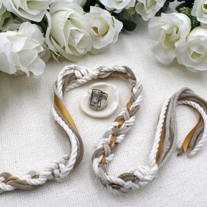 Triple Knot Infinity Handfasting Cord Cord in Natural Cotton and Satin Ribbon image 7