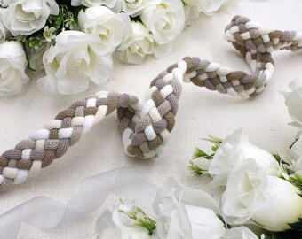 Handfasting Cord in Natural Cotton -  Pick 5 Wedding Colors -  Traditional Celtic 5-Strand Pattern