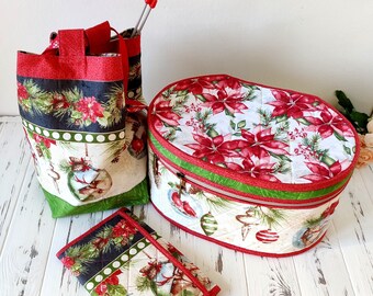 Large Embroidery Project Bag Craft Storage for Cross Stitch Christmas Gift  for Stitcher Floss Organizer 