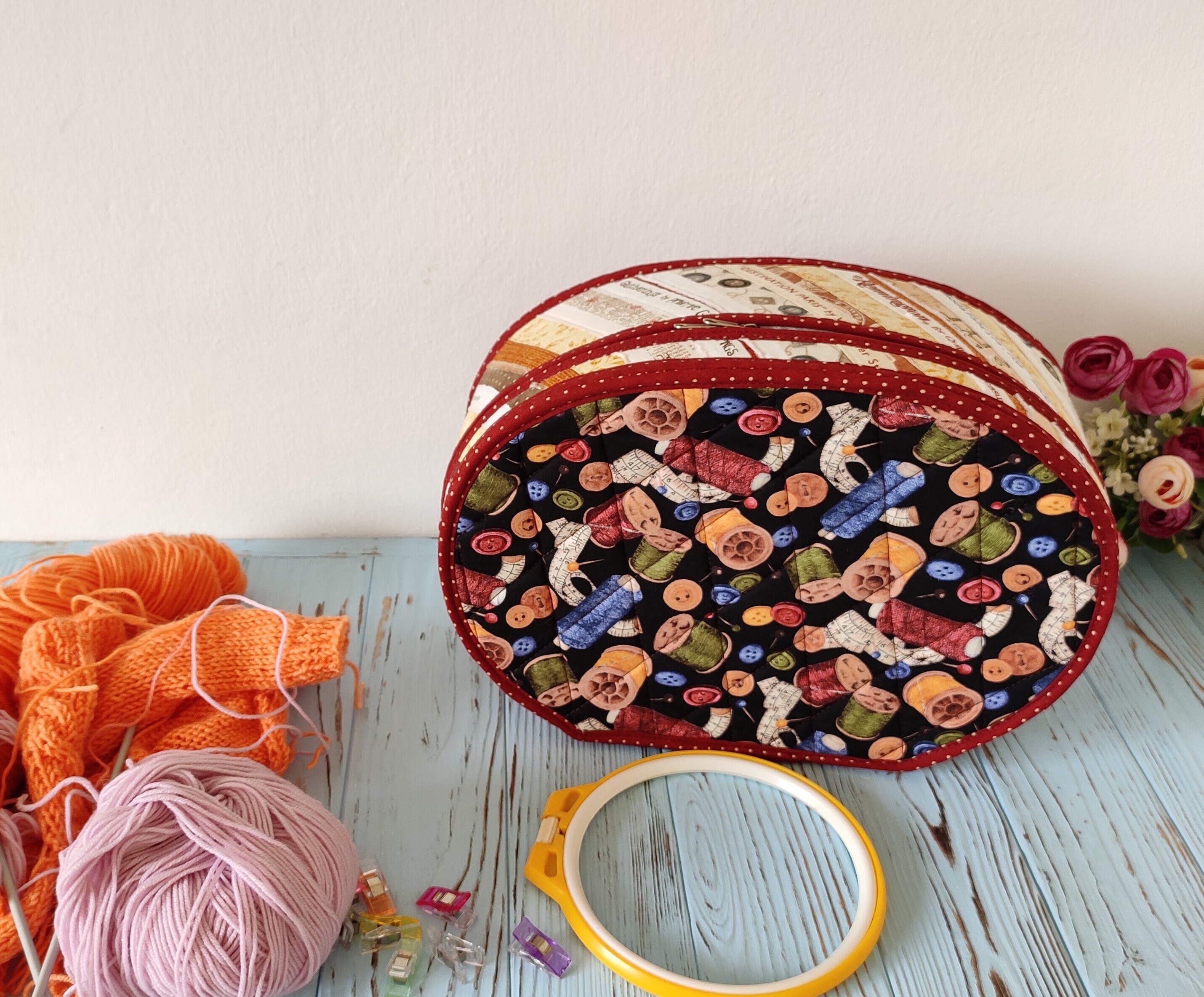 Large Knitting Project Bag Embroidlery Organizer Craft Etsy