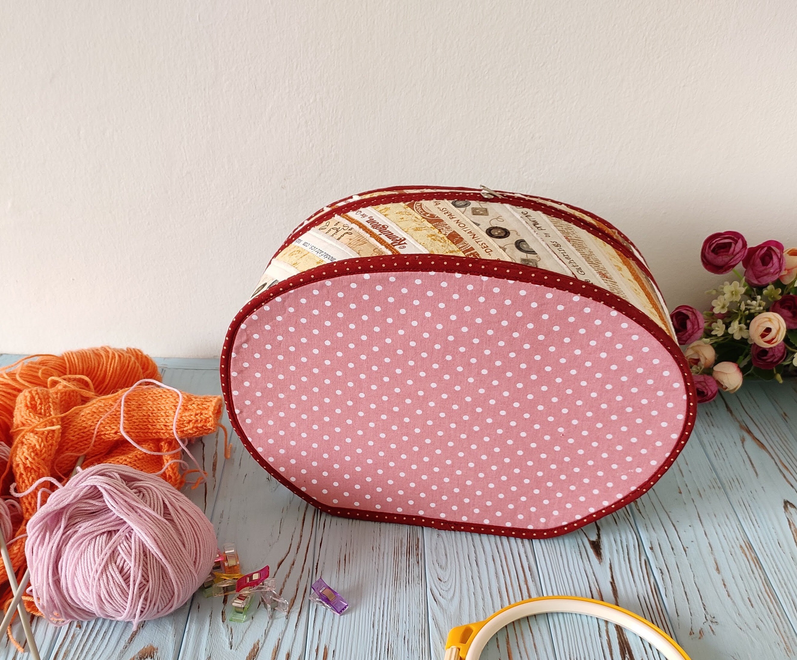 Large Knitting Project Bag Embroidlery Organizer Craft Etsy