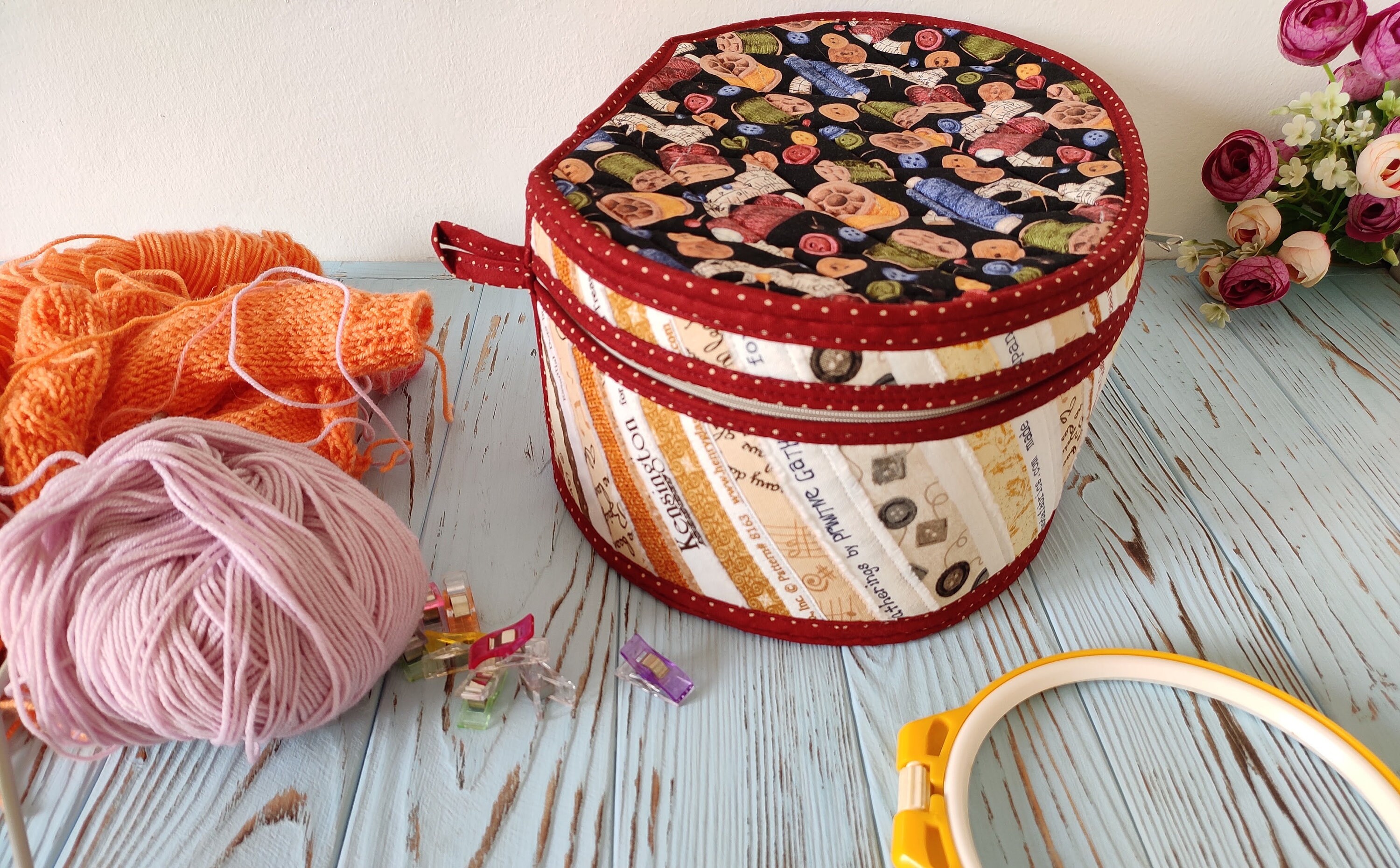 Large Knitting Project Bag Embroidlery Organizer Craft Etsy