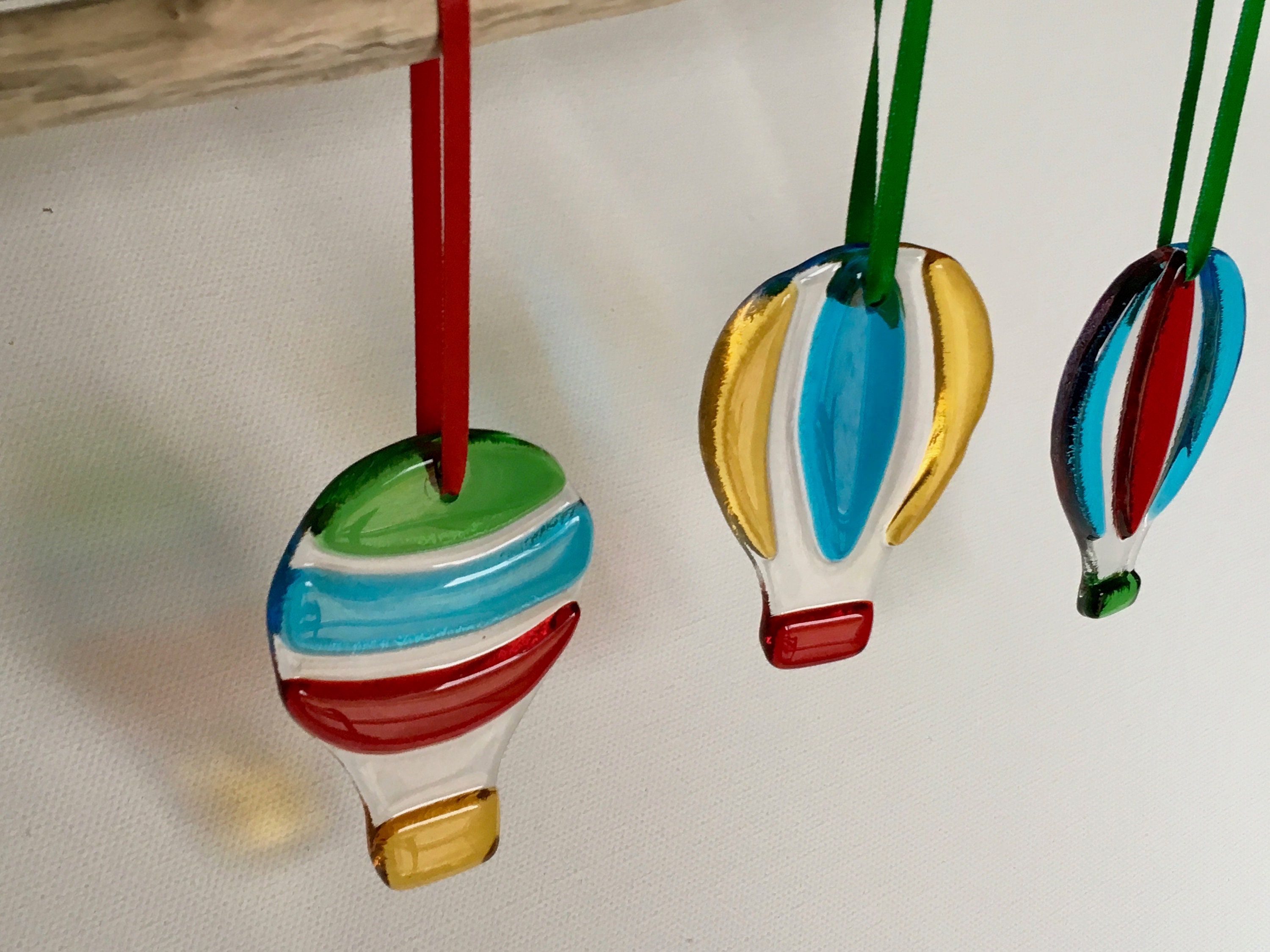 Montgolfières en Verre Fusing, Couleurs Vives, Décorations Pour Suspension Mobile, Attrape Soleil, I