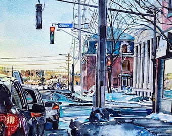 Idling (Queen and Regent Streets, Fredericton NB) | 8x10" Print | Art Reproduction | by Eva Christensen Art