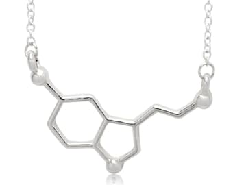 SUVANI Happiness Serotonin Molecule Chemistry Pendant Necklace Science DNA Adjustable Link Chain 19" - 21"