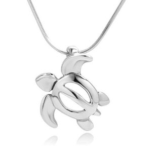 SUVANI sterlingzilveren zeeschildpad open bedel zeeleven hanger ketting, 18 inch slangenketting