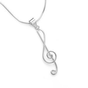 SUVANI 925 Sterling Silver Elegant Treble G Clef Musical Symbol Pendant Necklace Silver Chain 18&quot;